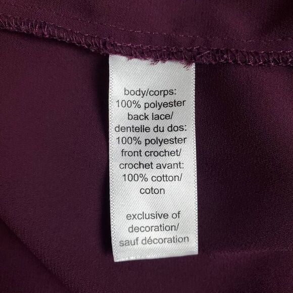Maurices Purple Crochet Lace Blouse Long Sleeve Size 2 Sheer Feminine Boho Top - Picture 4 of 9